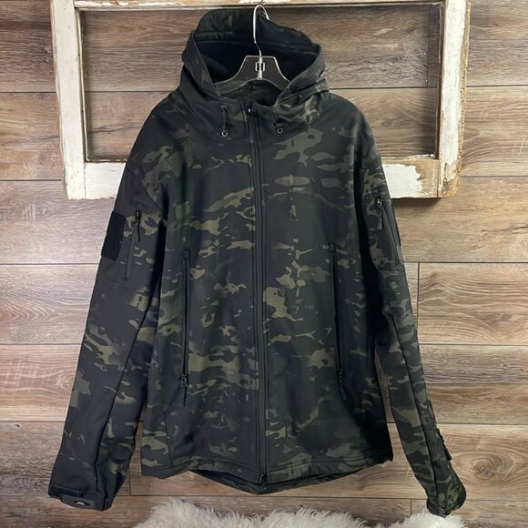 Free Soldier Tactical Waterproof Softshell Hooded Hiking Jacket Large Camo - Picture 3 of 16